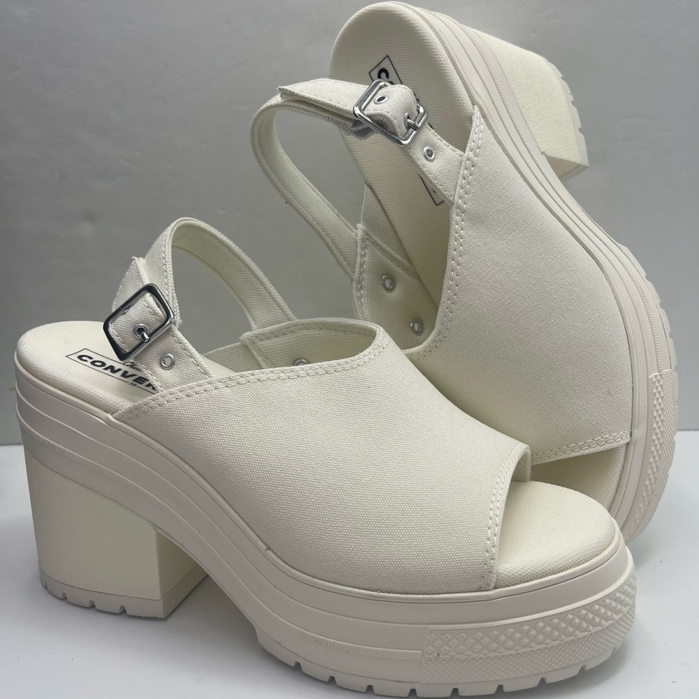 Converse CHUCK 70 DE LUXE HEEL MULE SLI EGRET/EGRET/EGRET Platform Heels A13796F - Picture 13 of 16